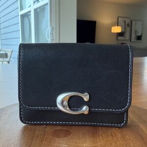 Coach Bandit Cardholder in Black Leather with Silver Hardware